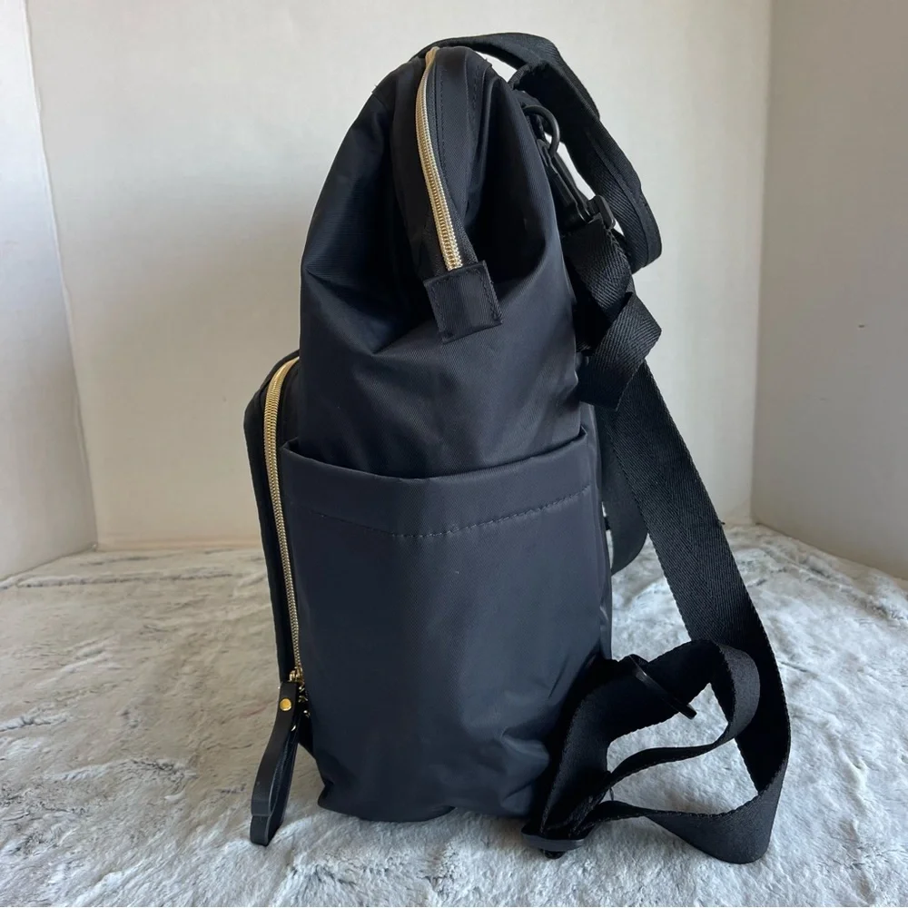 Skip Hop Diaper Bag Backpack: Mainframe Large Capacity, Black with Gold Trim